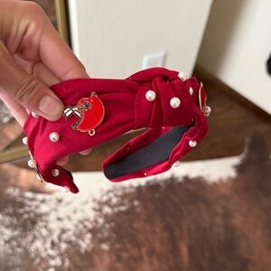 Red + Pearl Football Headband
